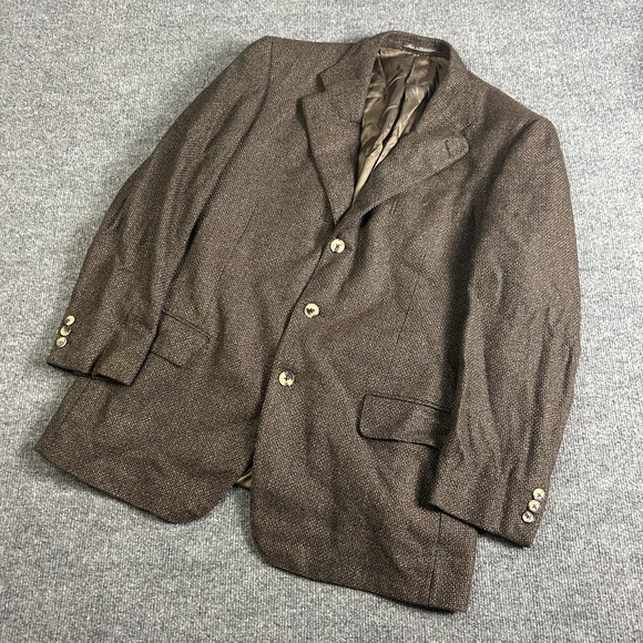 Ermenegildo Zegna Blazer Mens 52R Eu Brown Tweed 100% Cashmere Sport Coat Jacket